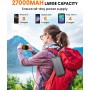 Cargador Solar Power Bank 27000mah - Riapow 22,5W Carga Rápida Batería Externa Inalámbrica con 2 Cables Integrado y Linternas,