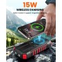 Cargador Solar Power Bank 27000mah - Riapow 22,5W Carga Rápida Batería Externa Inalámbrica con 2 Cables Integrado y Linternas,
