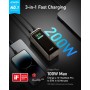 Anker Prime Power Bank, Cargador portátil de 20 000 mAh con Salida de 200 W, Pantalla Digital Inteligente, 2 Puertos USB-C y 1