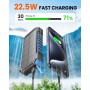Cargador Solar Power Bank 27000mah - Riapow 22,5W Carga Rápida Batería Externa Inalámbrica con 2 Cables Integrado y Linternas,