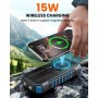 Cargador Solar Power Bank 27000mah - Riapow 22,5W Carga Rápida Batería Externa Inalámbrica con 2 Cables Integrado y Linternas,