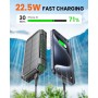 Cargador Solar Power Bank 27000mah - Riapow 22,5W Carga Rápida Batería Externa Inalámbrica con 2 Cables Integrado y Linternas,