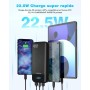 Batería Externa 27.000mAh, 22.5W Power Bank PD3.0 QC4.0 USB C PD Cargador Portátil Carga Rápida con Pantalla LCD y Outputs para