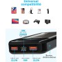 Batería Externa 27.000mAh, 22.5W Power Bank PD3.0 QC4.0 USB C PD Cargador Portátil Carga Rápida con Pantalla LCD y Outputs para