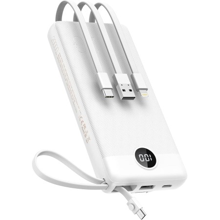 Power Bank 20000mAh, VEEKTOMX Bateria Externa USB C Cargador Portatil con Cables Integrados, 5 Salidas y 2 Entradas Powerbank