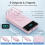 Power Bank 10800mAh con 3 Cables Integrados & Cargador para Apple Watch, 6-in-1 Bateria Externa PD 25W+QC4.0 USB C Carga Rapida