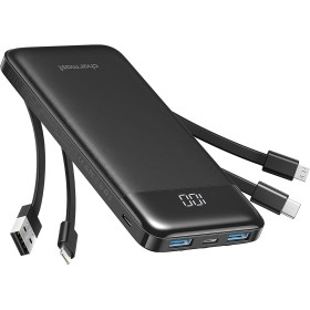 Charmast Power Bank 10000mAh con Cables Integrados,USB C Cargador Portátil 5V/3A Batería Externa portátil Pantalla LED Digital