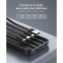 Charmast Power Bank 10000mAh con Cables Integrados,USB C Cargador Portátil 5V/3A Batería Externa portátil Pantalla LED Digital