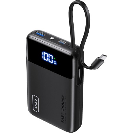 INIU 45W Power Bank, 20000mAh Batería Externa Carga Rapida con Cable USB-C Integrado, Computadora Portátil Pequeño Powerbank