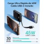 INIU 45W Power Bank, 20000mAh Batería Externa Carga Rapida con Cable USB-C Integrado, Computadora Portátil Pequeño Powerbank