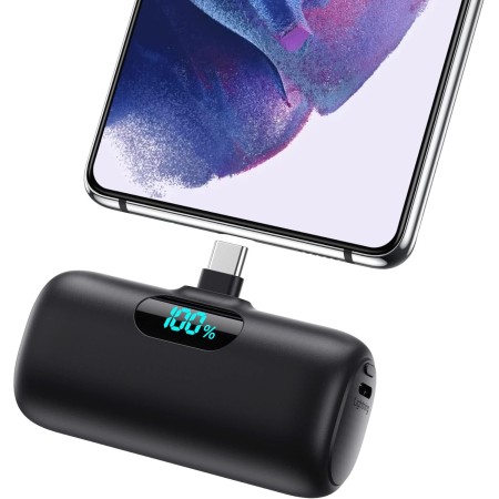 Feob Mini Power Bank, 5000mAh USB C Cargador Portátil 15W PD Carga Rapida Batería Externa Compacto Powerbank con Pantalla LCD