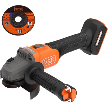 BLACK+DECKER Amoladora Inalámbrica sin Escobillas 18 V, 115 cm, Sin cargador ni batería, BCG6L8N-XJ