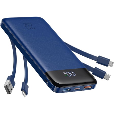 Charmast Power Bank 20000mAh Bateria Portatil USB con Cables Bateria Externa USB C Carga rapida PD 20W Powerbank con Pantalla