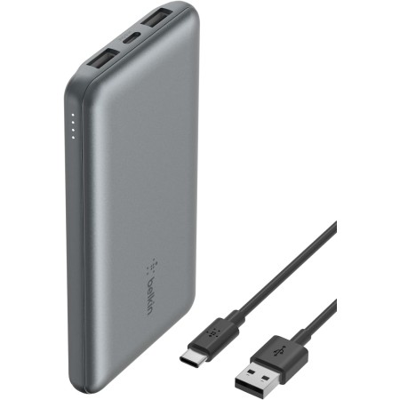 Belkin batería externa portátil de 10000mAh, cargador externo USB-C con 1 puerto USB-C y 2 puertos USB-A, power bank de 15 W,