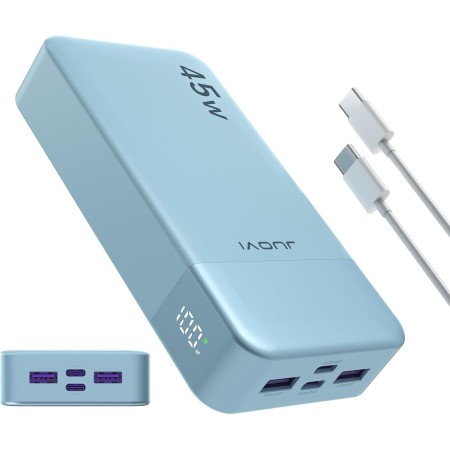 Banco de energía JUOVI Carga rápida, 20000mAh 45W Cargador portátil, Samsung Super Carga rápida con Pantalla LED Cargador de