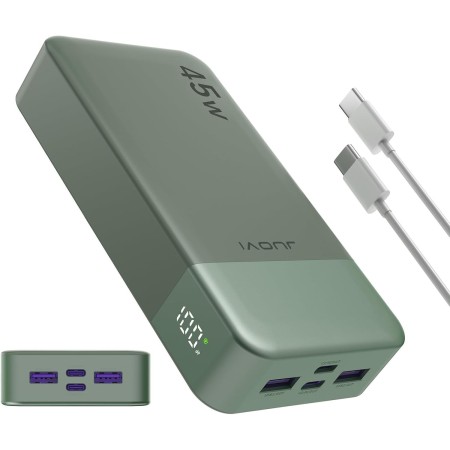 Banco de energía JUOVI Carga rápida, 20000mAh 45W Cargador portátil, Samsung Super Carga rápida con Pantalla LED Cargador de