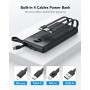 VRURC Power Bank 10000mAh con 4 Cables, Integrados Cargador portátil USB C Batería Externa portátil Pantalla LED Digital con 4