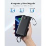 VRURC Power Bank 10000mAh con 4 Cables, Integrados Cargador portátil USB C Batería Externa portátil Pantalla LED Digital con 4
