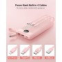 VRURC Power Bank 10000mAh con 4 Cables, Integrados Cargador portátil USB C Batería Externa portátil Pantalla LED Digital con 4