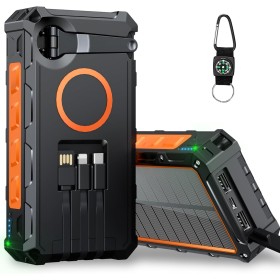 Batería Externa de 56800 mAh y 65 W, Cargador de teléfono de batería Grande, Cargador Solar de batería de manivela Integrado, 3