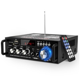 Mini Bluetooth Amplificador Audio, 600W HiFi de 2.0 Canales Audio Stereo Music Reproductor, SD Card/USB Input/FM Radio, para PC,