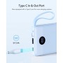 VRURC Power Bank 10000mAh con 4 Cables, Integrados Cargador portátil USB C Batería Externa portátil Pantalla LED Digital con 4