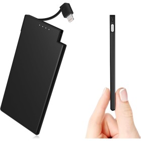 Batería Externa Auskang Power Bank 5000mAh con Cable de Carga Incorporado, Ultra Delgado y Super Ligero Powerbank, Compatible