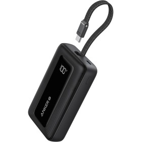 Anker Zolo Power Bank, Cargador Portátil de Alta Velocidad de 10000mAh 30W con Cable USB-C Integrado, 1 USB-C & A, Batería para