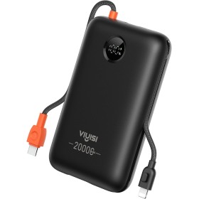 VIYISI Power Bank 30W Carga Ultra Rápida 20000 mAh,Batería Externa USB C con Cable Integrado,Batería Portátil Compacta