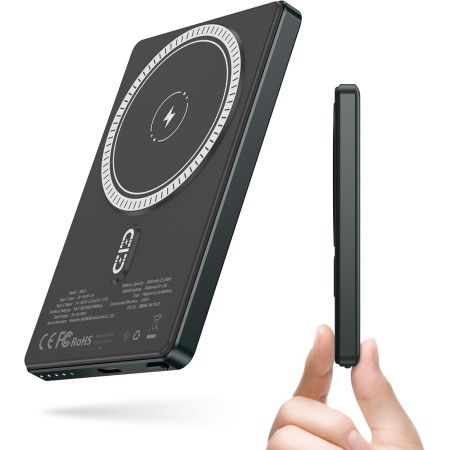 NOHON Batería Externa Magnético Power-Bank: 5000mAh 8MM Slim Powerbank Inalambrico Cargador Portátil con USB-C Carga Rápida 20W