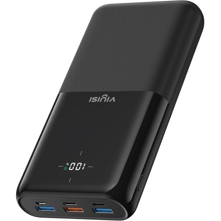 VIYISI Power Bank 30000mAh, 22.5W PD QC 3.0, con 3 Entradas y 4 Salidas, Bateria Portatil con Patalla LED, Bateria Externa Carga