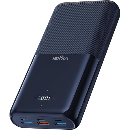 VIYISI Power Bank 30000mAh, 22.5W PD QC 3.0, con 3 Entradas y 4 Salidas, Bateria Portatil con Patalla LED, Bateria Externa Carga