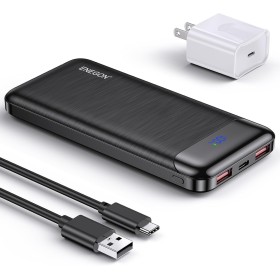 ENEGON Kit di ricarica portatile: batteria esterna da 10000 mAh con caricatore rapido da 20 W, cavo USB-C e doppia Porta USB C