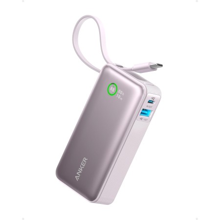 Anker Nano Power Bank 10.000 mAh Powerbank con Cable USB-C Integrado, PD 30 W de Potencia Máxima con 1 x USB-C & A, Compatible