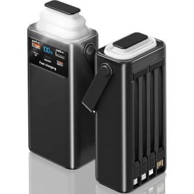 60000mAh Power Bank con 45W Carga Rápida: Batería Externa de Gran Capacidad con 4 Cables 7 Salidas, Pantalla LED y Linterna,