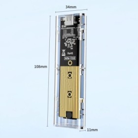 M.2 NVME PCIe NGFF SATA protocolo Dual SSD carcasa transparente USB ti