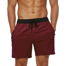 Aisprts Bañador Hombre Bañador Natacion con Bolsillos con Cremallera Pantalones Cortos de Playa Elásticos de Secado Rápido para