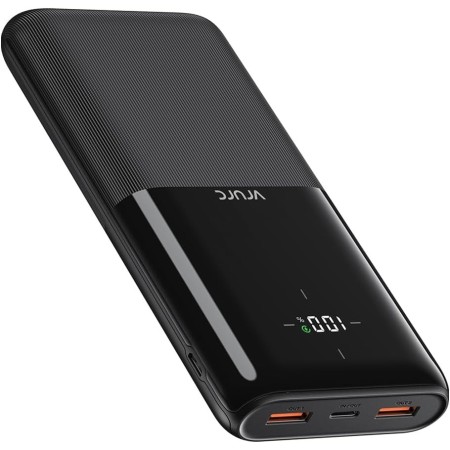 VRURC Power Bank 20000mAh, Carga Rápida 20W, Cargador USB C Portátil Ultra Delgado Batería Externa con 3 Salidas y 2 Entradas