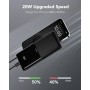 VRURC Power Bank 20000mAh, Carga Rápida 20W, Cargador USB C Portátil Ultra Delgado Batería Externa con 3 Salidas y 2 Entradas