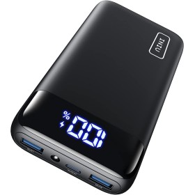 INIU Batería externa 20 W, PD3.0, QC4.0, carga rápida, 20.000 mAh, pantalla LED, batería externa, 3 salidas USB C, para iPhone