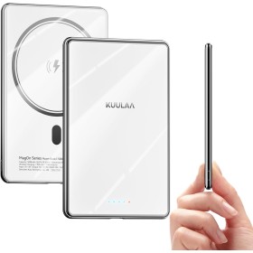 Kuulaa Bateria Externa Magnetica Ultra Slim 5000mAh, PD 20W Power Bank Wireless mag-Safe Mini Carga Rápida, 0.27IN Cargador