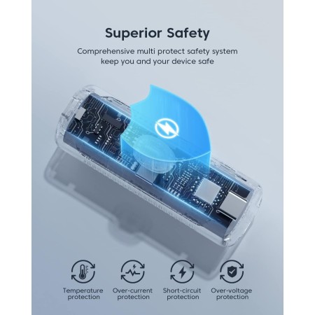 USB C Power Bank Mini 4500mAh,Kuulaa Cargador Portátil Movil Carga Rapida Mini Power Bank, Batería Externa Compacto Compatible