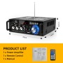 Mini Bluetooth Amplificador Audio, 600W HiFi de 2.0 Canales Audio Stereo Music Reproductor, SD Card/USB Input/FM Radio, para PC,