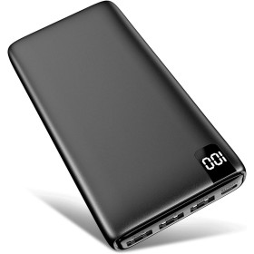 Riapow Batería Externa 26800mAh, Power Bank 3,0A USB C Carga Rápida Cargador Portátil con Pantalla LED & 4 Puertos USB Bateria