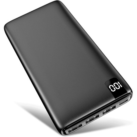 Riapow Batería Externa 26800mAh, Power Bank 3,0A USB C Carga Rápida Cargador Portátil con Pantalla LED & 4 Puertos USB Bateria