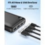Riapow Batería Externa 26800mAh, Power Bank 3,0A USB C Carga Rápida Cargador Portátil con Pantalla LED & 4 Puertos USB Bateria
