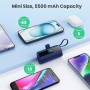 Mini Bateria Externa para iPhone, 5500mAh Cargador Portátil con Cable USB C Integrado 20W PD Carga Rapida Power Bank Compacto