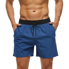 Aisprts Bañador Hombre Bañador Natacion con Bolsillos con Cremallera Pantalones Cortos de Playa Elásticos de Secado Rápido para
