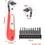 Mokaskaidj Destornillador Carraca 110mm, Mini Carraca Destornilladores Pequeños con 10 Puntas Unidad de 1/4 de Pulgada,