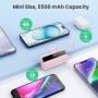 Mini Bateria Externa para iPhone, 5500mAh Cargador Portátil con Cable USB C Integrado 20W PD Carga Rapida Power Bank Compacto